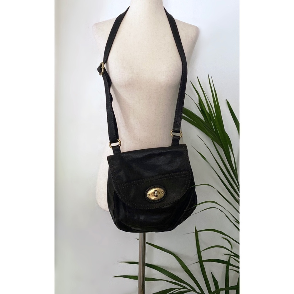 Fossil Black Leather Crossbody Small Purse​​​​​​​